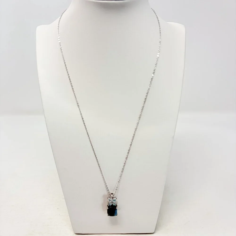 Shop LC Australian Chrysocolla/Madagascar Paraiba Apatite Pendant and Chain 5307
